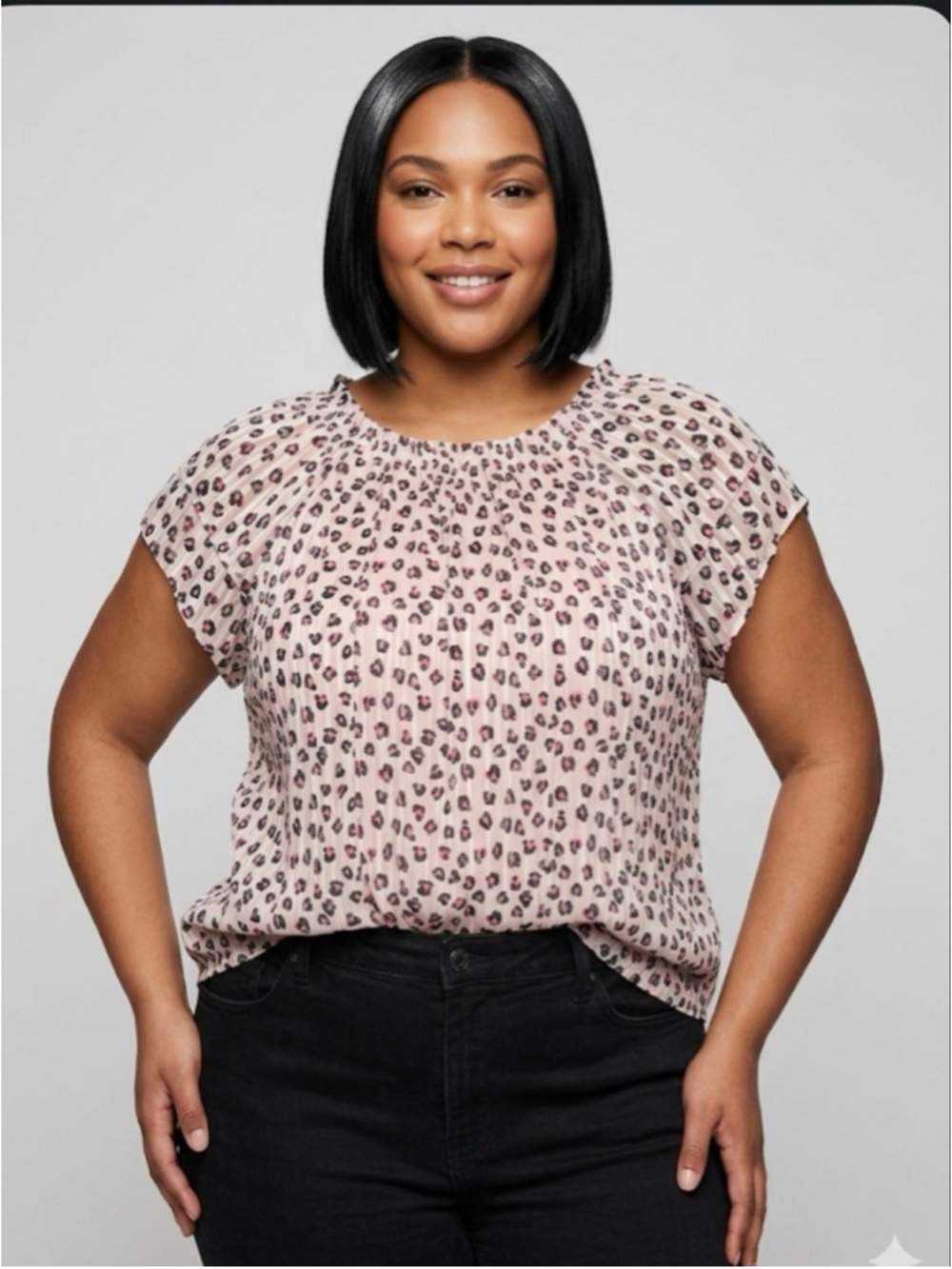 NWOT Stella & Dot Pink & Black Leopard Print Blouse XL
